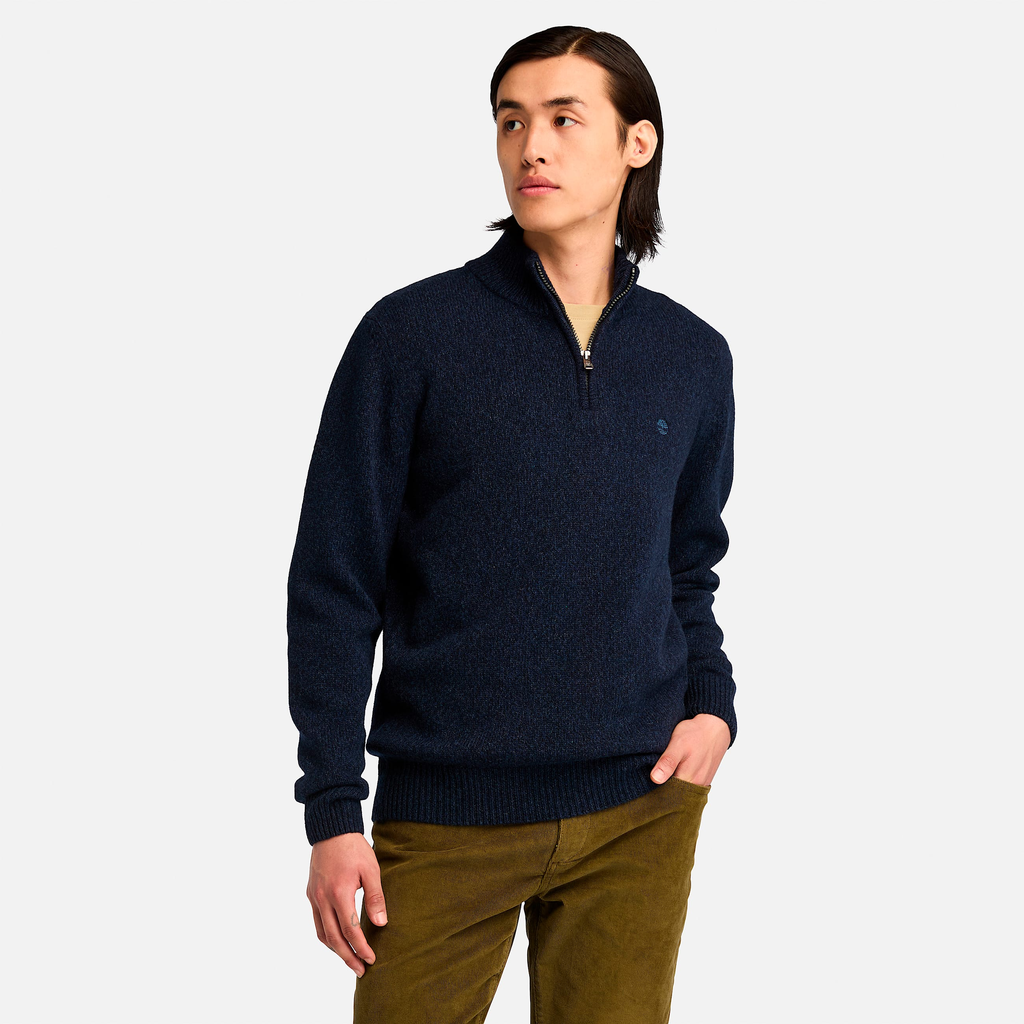 Mens Twisted Yarn Quarter-Zip Sweater