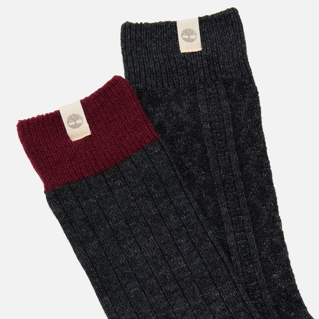 Mens Timberland? 2-Pack Cushioned Cable Knit Crew Sock - Image 2