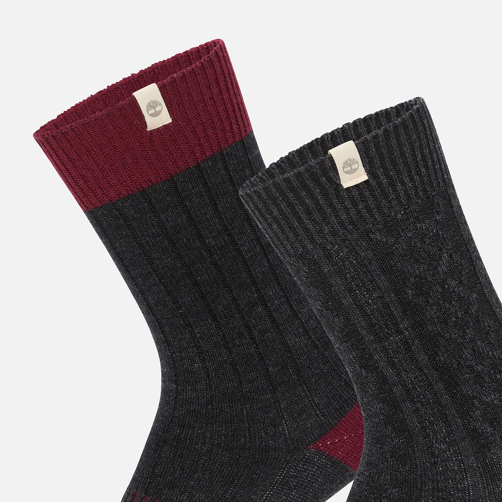 Mens Timberland? 2-Pack Cushioned Cable Knit Crew Sock - Image 3