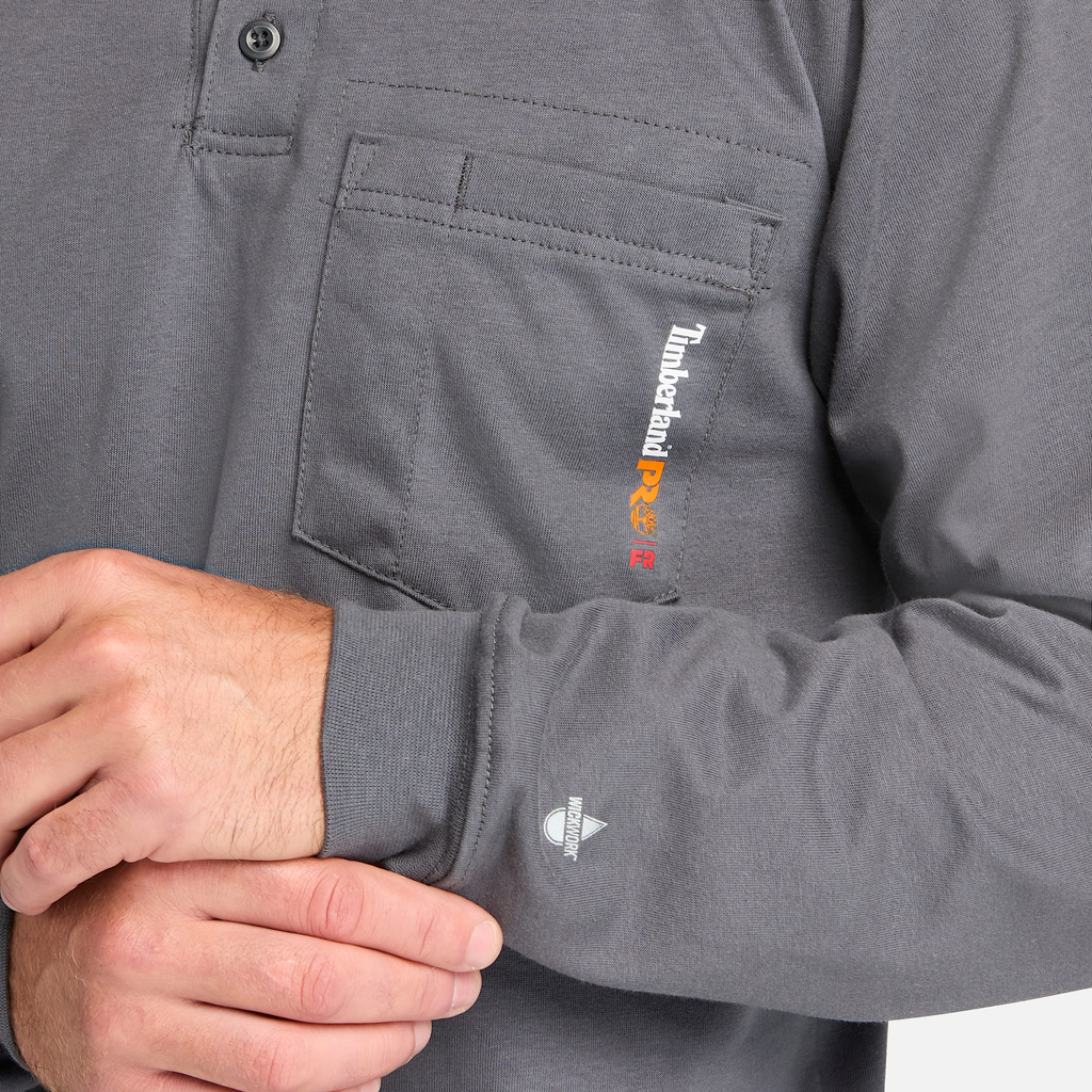 Mens Timberland PRO? Cotton Core Flame-Resistant Long-Sleeve Henley - Image 3