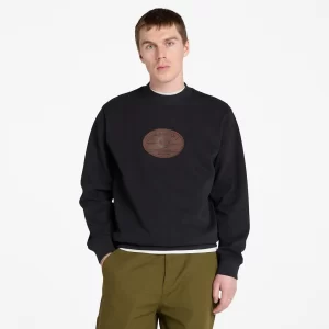 Mens Leather Badge Crewneck Sweatshirt